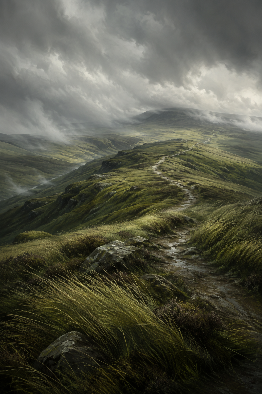 Green moor environment concept illustration