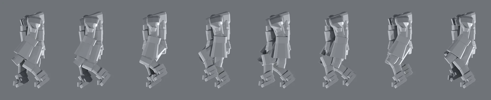 A sequence of Wanderhull locomotion development frames